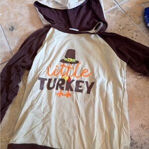 Little Turkey Kids Hoodie - Brown and Cream